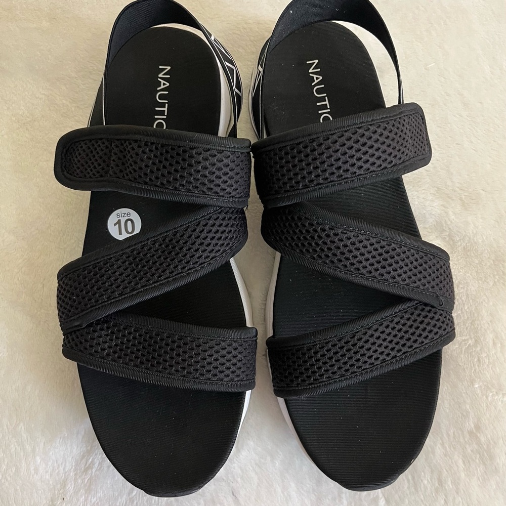 Nautica Black Sporty Sandals with Adjustable‎ Straps